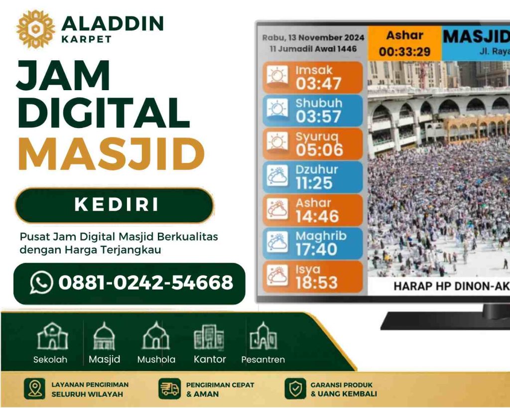 Toko Jam Digital Masjid Kediri Solusi TV LED Modern Jadwal Sholat Akurat